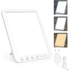 Light Therapy Lamp, 15000 Lux Daylight Simulation, Compact Daylight Lamp with 3 Colour Temperatures, 5 Brightness Levels and 6 Timers, Memory Function