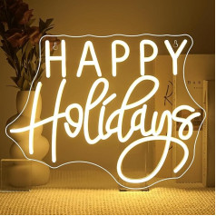 Happy Holidays Neon Sign, Happy Holiday LED Sign Dimmable for Decoration, Merry Holidays LED Lettering, Light Signs Wall Decor for Party, New Year, Shop, Restaurant, Living Room, Bedroom