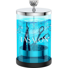 TASALON Barber Jar (750 ml) 1 Piece, Stainless Steel Cap and Durable Glass, Sterilising Jar with Removable Basket, Disinfectant Jar for Salon or Nail Spa, Salon Barber Tools
