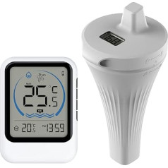 Longzhuo Floating Pool Thermometer with LCD Display, Pool Thermometer with WiFi Connection Sensor, Wireless Floating Pool Thermometer with Clock for Swimming Pools, Hot Tubs, Spa