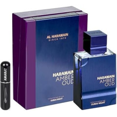 Amber Oud Dubai Night Eau de Parfum 100ml Arabic Perfume Plain Long Lasting Includes Atomizer Oriental Woody Fragrance with Notes of Saffron, Bulgarian Rose and Amber (Dubai Night