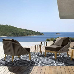 Reversible Plastic Indoor Outdoor Rug, Waterproof, Portable, Easy to Clean and Fold, Perfect for Garden, Patio, Picnic, Decking (Grey, 2.4 x 3.4 m)