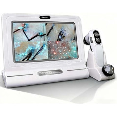 Hauttestgerät & Kopfhautdetektor, Keine App benötigt, mit 4-Raster-Vergleich und Fotospeicher,Mit 50x- und 200x-Mikroskop-Griffsonde,für Salon, Klinik