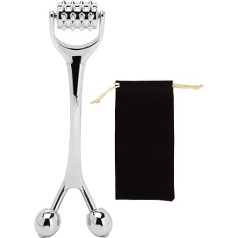 Facial Massager, Fluted Face Roller, Alloy Face Acupuncture Roller Double Head Promotes Absorption Lifting Massager