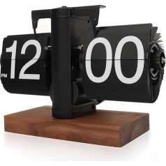Yusat Retro Flip Clock, Vintage Table Clock, Digital Automatic Rotation, Battery Operated Mechanical Desk Clock, Black, Ideal Home, Office, Room Decoration (Battery