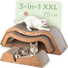 Knupis 3-in-1 Cat Scratching Furniture XXL - Scratching Board, Lying Area & Play Zone Made of Robust FSC® Cardboard - Ready to Use & Supports Claw Care (Cloud) (Brown)