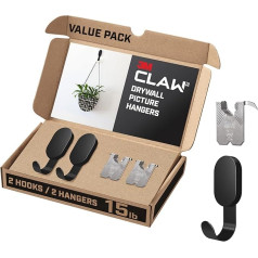 3M 3DH15BLK-2ESF Claw Hooks, Medium, Black