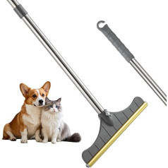 LYDZJ Edelstahl-Teppichrechen zur Tierhaarentfernung, wiederverwendbarer Katzen- und Hundehaarentferner mit 119,9 cm verstellbarem langem Griff, fortschrittlicher Fusselentferner, Schaber für Teppiche