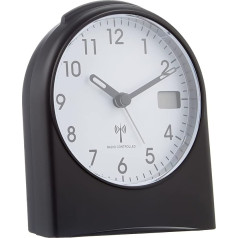 TFA Dostmann analog radio alarm clock, 98.1040.01, with digital second display, radio clock, with backlight, black / white, plastic, black and white, (L) 96 x (W) 55 x (H) 116 mm