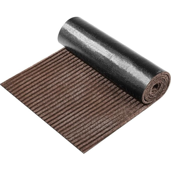Nuanchu A Roll Large Semi Finished Striped Doormat, Waterproof Door Mat with Rubber Lining, Indoor and Outdoor Carpet for Wet Weather, Entrance Shoe Scraper, Kitchen, Bathroom(Coffee, 17