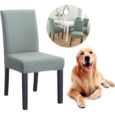 Junyito Chair Covers Set of 4 / 6 Elastic Chair Covers Universal Stretch Cover Chair Cover Stretch for Dining Room Chairs (Thick Velvet B-Green, 4 Pieces)