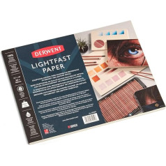 Derwent Lightfast Paper Pad 305 x 406 mm, 300 g/m², 20 Sheets Paper, Smooth Hot Pressed Surface, Acid Free, Ideal for Drawing and Painting, Professional Quality, 2305833