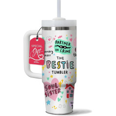 Gossby Becher mit Griff und Strohhalm, 850 ml, Becherhalter, kompatibel für Reisen, isolierter Edelstahlbecher, Geschenk für Mutter, Geburtstag, Weihnachtsgeschenk für Mutter, The Bestie Tumbler