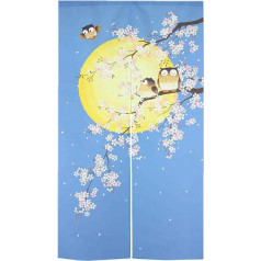 LIGICKY Japanese Noren Long Curtain Door Curtain Tapestry Fly Insect Curtain Room Divider 33 x 59 Inches (Owl on Tree)