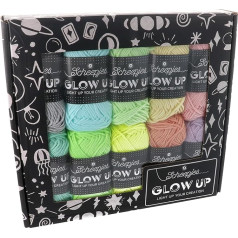 Scheepjes Glow Up Fingering Weight Polyester Yarn for Knitting or Crochet Projects, Multi-Colour, 10 x 25g