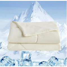 puredown® Cooling Blanket 135 x 200 cm, Double-Sided Summer Blanket for Hot Summer Nights and Spring, Lightweight Cooling Duvet for People, Cooling Blanket, Washable, Oeko-Tex 100, Cream White