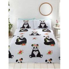 Rapport Home Panda Duvet Cover Set, Cotton, Multi-Colour, 2 Pieces, Single 135 x 200 cm
