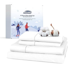 Sunflower 4 Piece Queen Size Flat Sheet Deep Pocket 100% Cotton 16