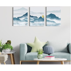 JBER 3 Piece Canvas Art Set, Bohemian Decorative Prints, Beautiful Green Pictures, Modern Wall Decoration, Living Room and Bedroom Decoration, Framed 30 x 40 cm (CANVAS-08, 40 x 30 cm)