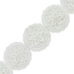Expo International Inc. Crochet 3D Flower Trim, White