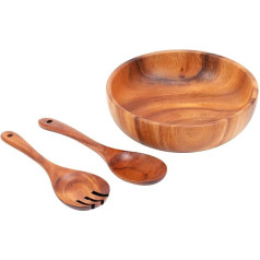 Lobamop Wooden Salad Bowl - Large 9.4 Acacia Wood Salad Wooden Bowl with Can Be Used for Fruit, Salad