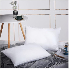 Continental TC600 Duck Down Feather Pillows Hypoallergenic White Square Luxury High Quality Super Soft Warm Cozy Anti Allergenic Pack of 2