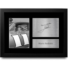 HWC Trading Mario Andretti Presents Presentation of Printed Signed Autographs for NASCAR Motorsport Fans - A4 Framed