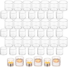 Glasseam Tea Light Holders for Table Decoration, Small Clear Glass Votive Holders Set of 24 Cute Mini Tea Light Holders for Wedding Centerpieces, Birthday Party Decorations