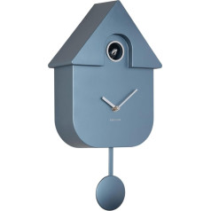 Karlsson Cuckoo Clock Modern Cuckoo Metallic - Blue - 21.5 x 8.5 x 41 cm - Rectangle - Thermoplastic - Wall Clock Modern Living Room - Wall Clocks - Cuckoo Clock