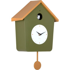 Cuckoo Wall Clock Light Army Green with Ochre Yellow