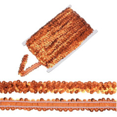 M METERXITY 1-Pack Elastische Paillettenborte, 11 Yards 0,8 Zoll Flache Pailletten-Glitzer-Paillettenborte 2-Reihige Metallische Paillettenborte für Basteln Nähen Verzierung [Orange]