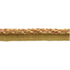 DecoPro Pack of 21.9 Metres of Intricate 10mm Camel Gold Beachwood Gold Dark Rust Veranda Collection Decorative Cord with Sewing Lip Style: 0038V Colour: Golden Harvest - VNT31