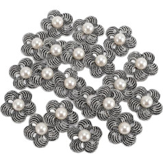 Perlenblumenknopf Zinklegierung exquisite dekorative Knöpfe glänzende Perle Verzierungen für Kleidung Handwerks Schmuck 20 Stcs machen