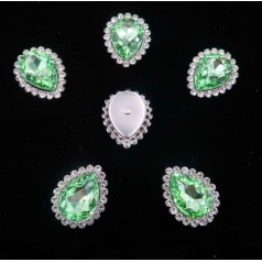 50pcs 4 Sizes Crystal Rhinestone Silver Claw Setting Water Tears for Sew on Rhinestone Wedding Dress DIY Trimming A9 Peridot 7x10mm