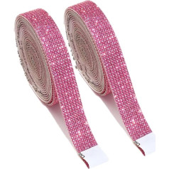 2 Rolls Sparkling Diamond Ribbon Sparkling Ribbon for Wedding Cakes Birthday Decorations Craft Decorations (Pink)
