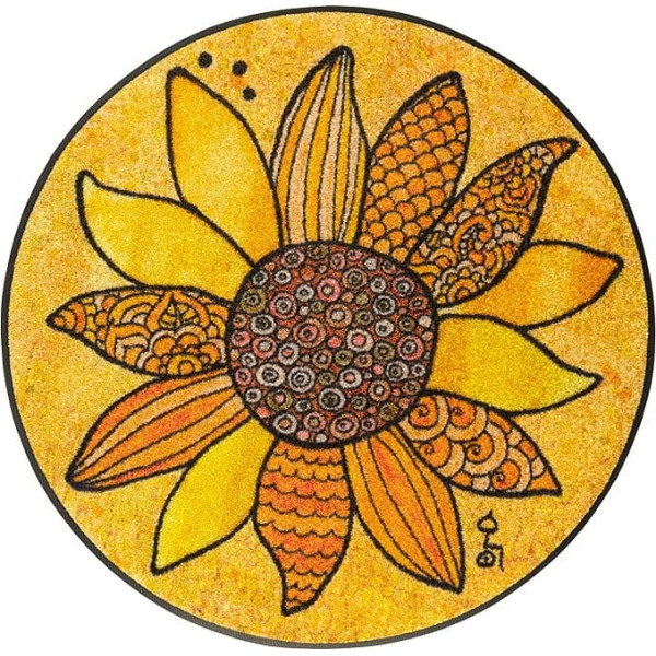 wash+dry Doormat Sun Happiness 85 x 85 cm, Washable for Indoor and Outdoor Use, Colourful