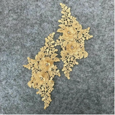 Mehrfarbiges Paar Blumenausschnitt ABS Perlen 3D Strass Stickerei Spitze Kleid Stoff DIY Nähen Hochzeit Applikation Zubehör-YL1879