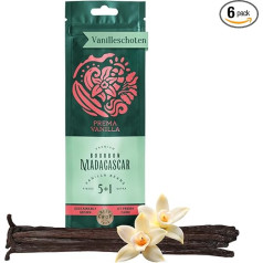 PREMA VANILLA 5+1 Premium Bourbon Vanilla Beans 14-18 cm, Vanilla Beans Organic and Natural from Madagascar, Vanilla Pods for Baking, Cooking and Sweets