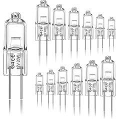 12er Pack G4 Halogen Leuchtmittel, 12V 20W Warmweiß 2700K Dimmbar, 2 Pin Klare Kapsellampen für Dunstabzugshauben Küchen Wohnzimmer Schlafzimmer