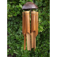 Large Bamboo Coconut Top Wind Chime Handmade in Bali 45cm Long