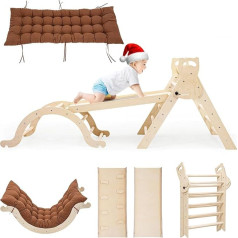 Montessori Indoor Playground Climbing Frame Toy from 1.5 2 3+ Years, 5 in 1 Climbing Triangle with Slide, Climbing Arch with Cushion, Climbing Wall, Gifts for Boys and Girls, Climbing Children, Birthday