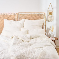 Blumtal Muslin Bed Linen 4-Piece Set: 2 x 135 x 200 cm + 2 x 80 x 80 cm Oeko-Tex Certified Muslin Bed Linen Made of 100% Cotton Extra Soft Bed Linen Washable at 40 °C Summer Bed Linen Beige