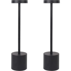 Metal Table Lamp, Dimmable LED Desk Lamp with 3 Light Colours, Rechargeable Bedside Lamp, Iron Desk Lamp, Creative Night Light, Decorative Lighting (2 Pieces, Black)