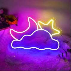Large Neon Sign Moon Cloud Star 16.5 x 11 Inch Dimmable LED Neon Light USB Powered Wall Decor for Kids Room Bedroom Living Room Christmas Birthday Gift