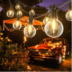 Kawaya 20 m Fairy Lights Outdoor LED Outdoor Fairy Lights Outdoor Power with 30 + 2 Bulbs IP65 Waterproof Shatterproof Warm White Balcony Fairy Lights for Patio Garden Wedding Backyard