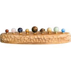 collectiblesBuy Hand Carved Solar System Planetarium, 9 Gemstone Planets on Wooden Base Crystal Solar System Decoration Astronomy Gift for Space Lovers and Home Office Display