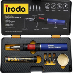 IRODA SolderPro 90K Professional Butane Soldering Kit Wireless 3 in 1 Tool 17 Seconds Start 53 Minutes Run Time with Case and Tips