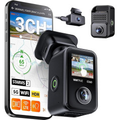 VANTRUE E360 Plus 3 Channel 5.2K Panorama + 1440P Dash Cam with Dual STARVIS 2 HDR Night Vision, 360° Buffer Parking Mode Dash Cam, Voice Controlled Car Camera, LTE Optional, App, 1.54 Inch Touch