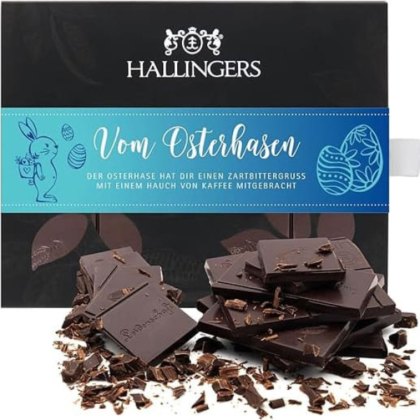 Hallingers Vom Osterhasen - Easter Gifts for Easter Baskets for Easter, Vegan Chocolate Dark with Coffee (Box) - Mother's Day Gift & Gift Ideas for Father's Day | Congratulations Thank You Friendship