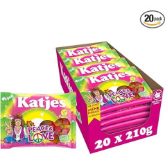 Katjes Peace & Love Storage Pack - Fruit Gum Storage Box in Many Shapes and Colours, Fruity Mix in Different Flavours, Vegan, 22 x 175 g